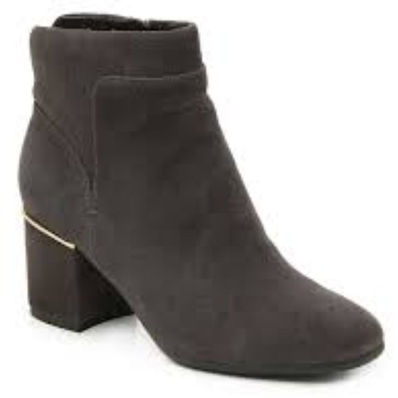 SALE! ✅  EASY SPIRIT Ankle Boot Dark Grey & Gold Nubuck (Suede) Size 9W ✨ NEW - Picture 4 of 10